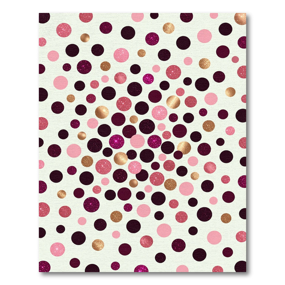 Pink Gold Deep Burgundy Polka Dots Rug
