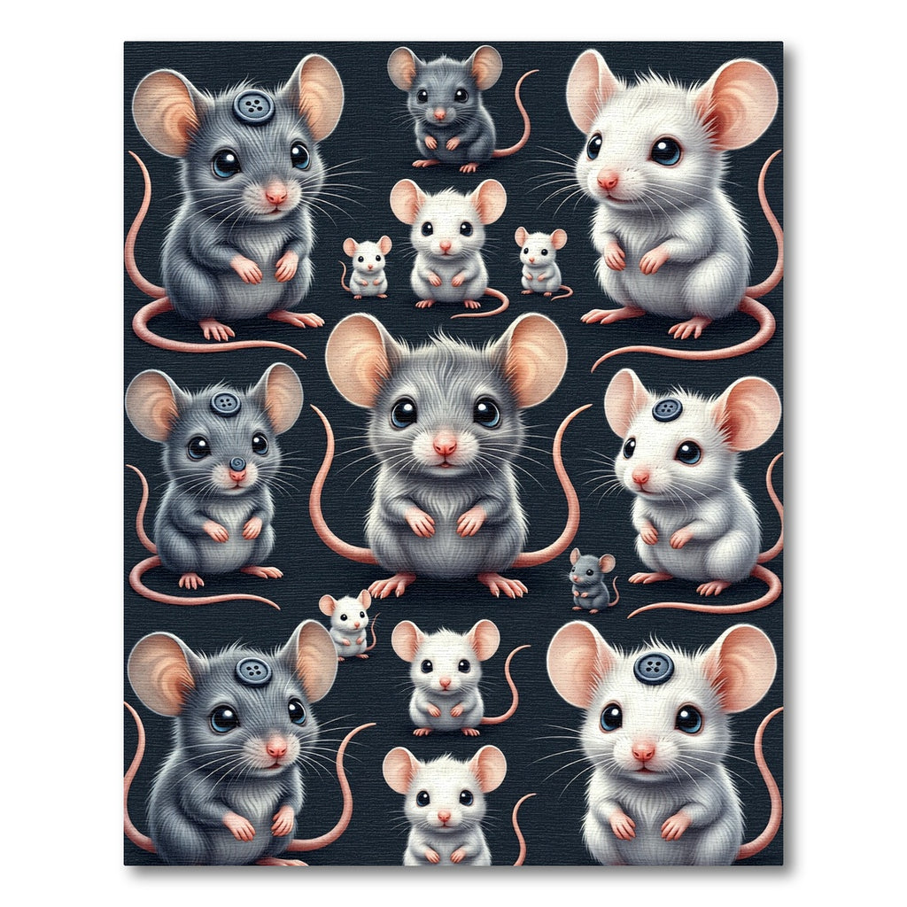 Cute Whimsical Mouse Portrait Grid Rug