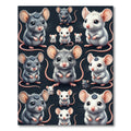 Cute Whimsical Mouse Portrait Grid Rug