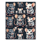 Cute Whimsical Mouse Portrait Grid Rug