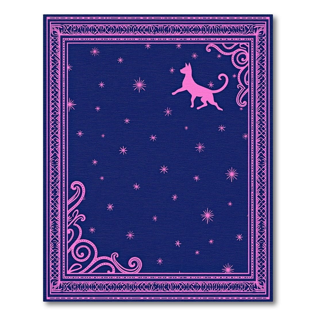 Pink Dog Starry Night Border Rug