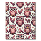 Whimsical Pink Owl Feather Forest Rug