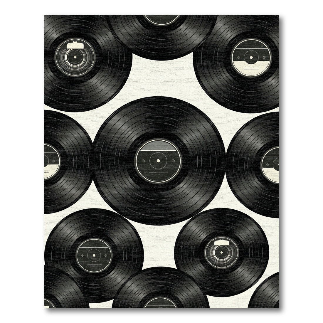 Minimalist Black and White Vinyl Records Rug