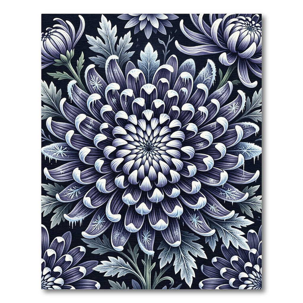 Frosty Indigo Floral Mandala Rug