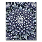 Frosty Indigo Floral Mandala Rug