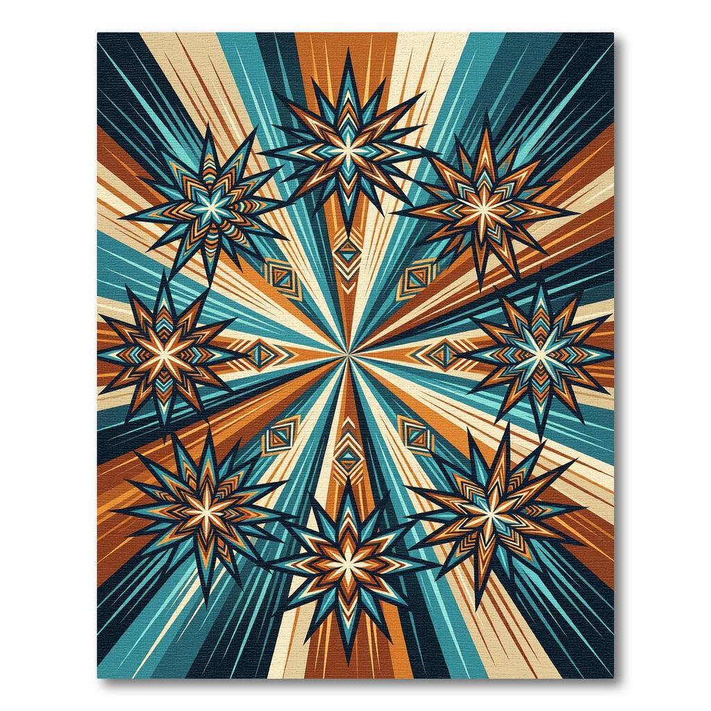 Geometric Mid-Century Starburst Ray Art Rug