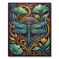 Art Nouveau Dragonfly Teal Gold Floral Rug