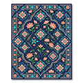 Elegant Midnight Floral Entwined Symmetry Rug