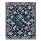 Elegant Midnight Floral Entwined Symmetry Rug