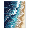 Coastal Azure Wave Abstract Oceanic Art Rug