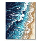 Coastal Azure Wave Abstract Oceanic Art Rug