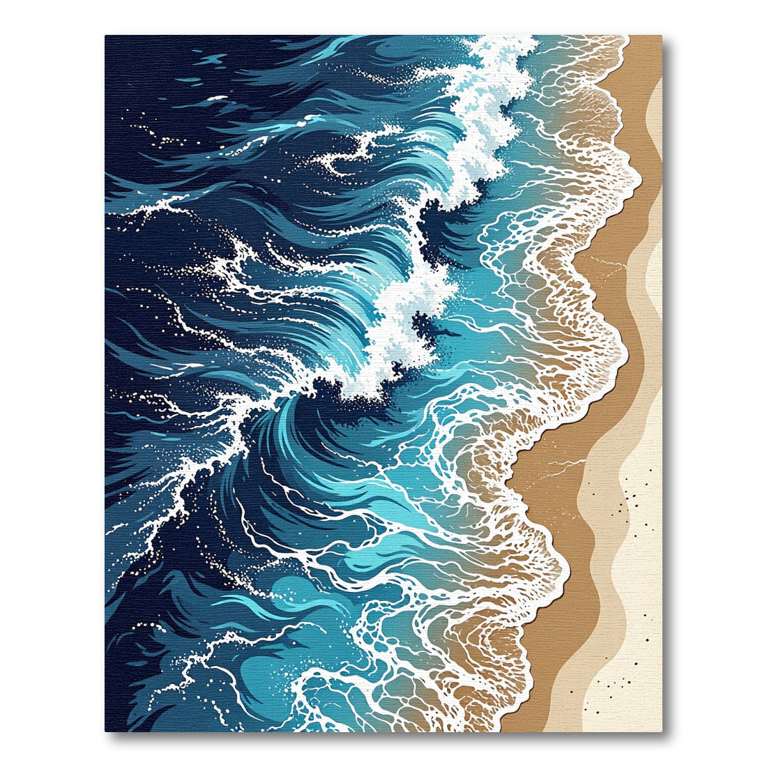 Coastal Azure Wave Abstract Oceanic Art Rug