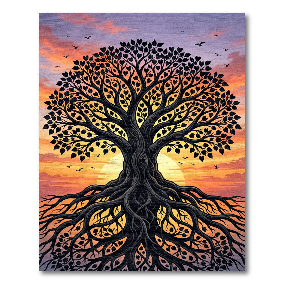 Sunset Heart Tree Silhouette Rug