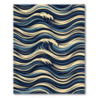 Deep Blue Beige Wave Flowing Rug