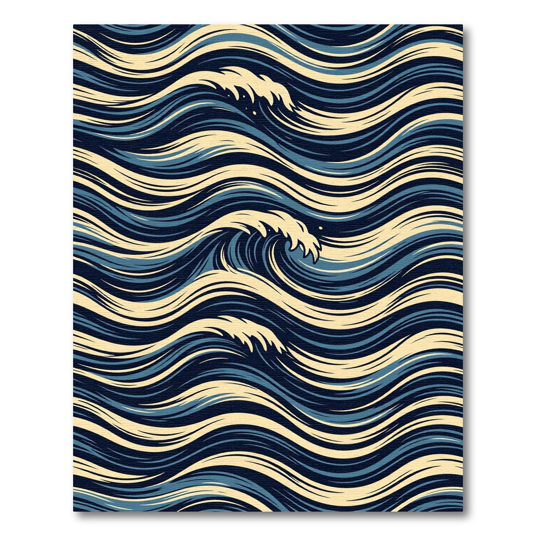 Deep Blue Beige Wave Flowing Rug