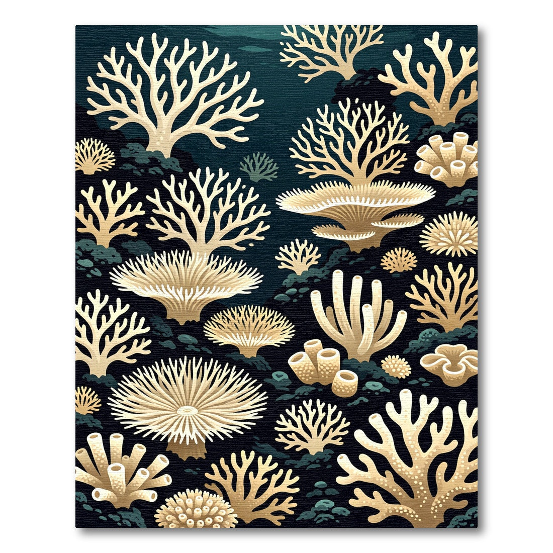 Golden Coral Reef Underwater Scene Rug