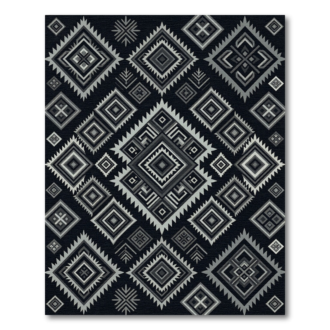 Monochromatic Diamond Ethnic Geometric Rug
