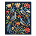 Vibrant Blue Bird Floral Garden Rug