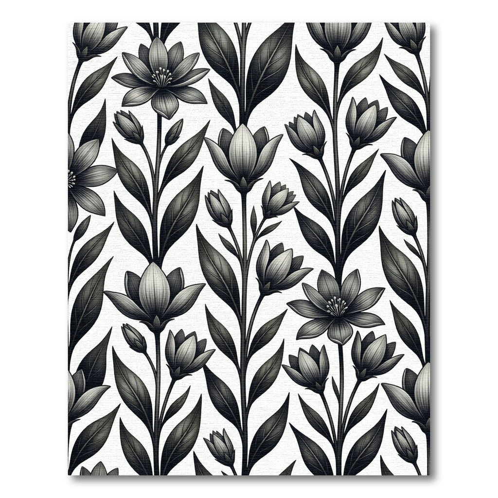 Monochromatic Botanical Floral Grey Rug