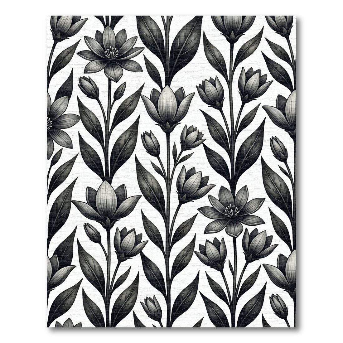 Monochromatic Botanical Floral Grey Rug