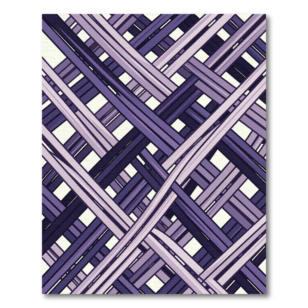 Contemporary Purple Intersecting Diagonal Grid Rug
