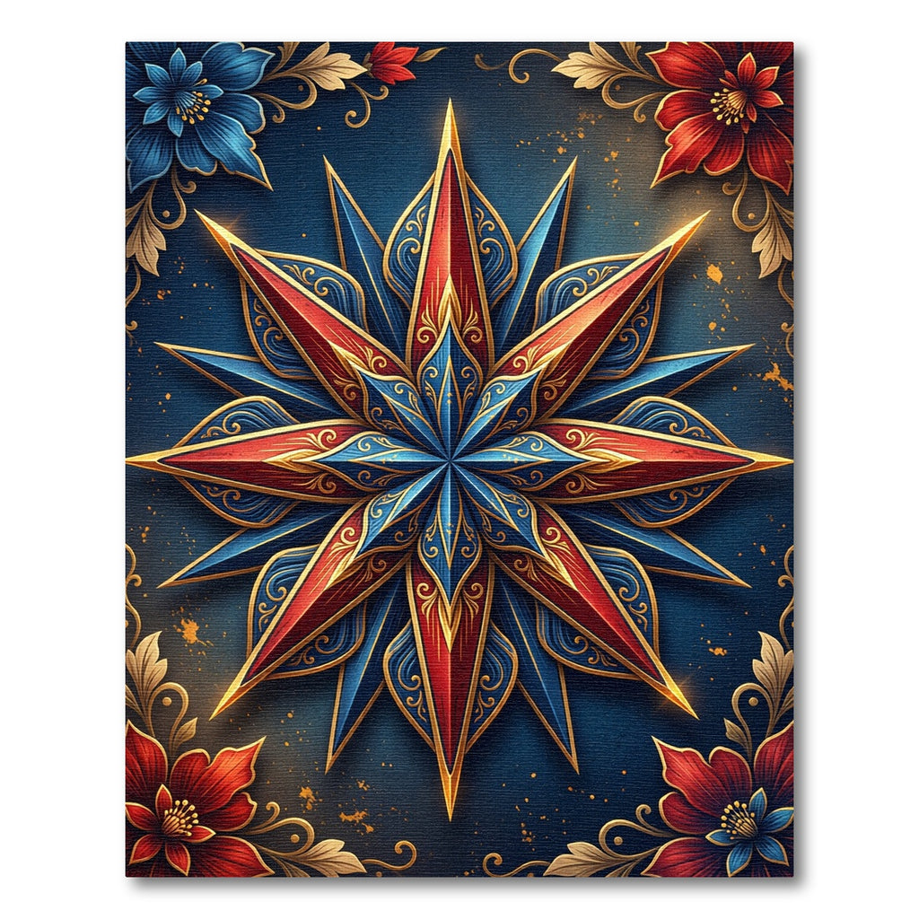 Midnight Star Medallion with Floral Accents Rug