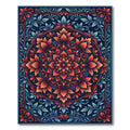 Vibrant Coral Lotus Mandala Navy Rug