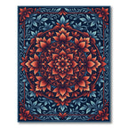 Vibrant Coral Lotus Mandala Navy Rug