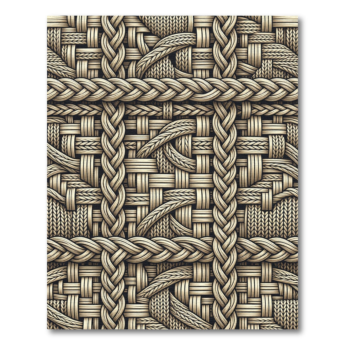 Golden Woven Interlocking Braid Rug