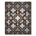 Elegant Brown Quatrefoil Geometric Grille Rug