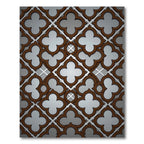 Elegant Brown Quatrefoil Geometric Grille Rug