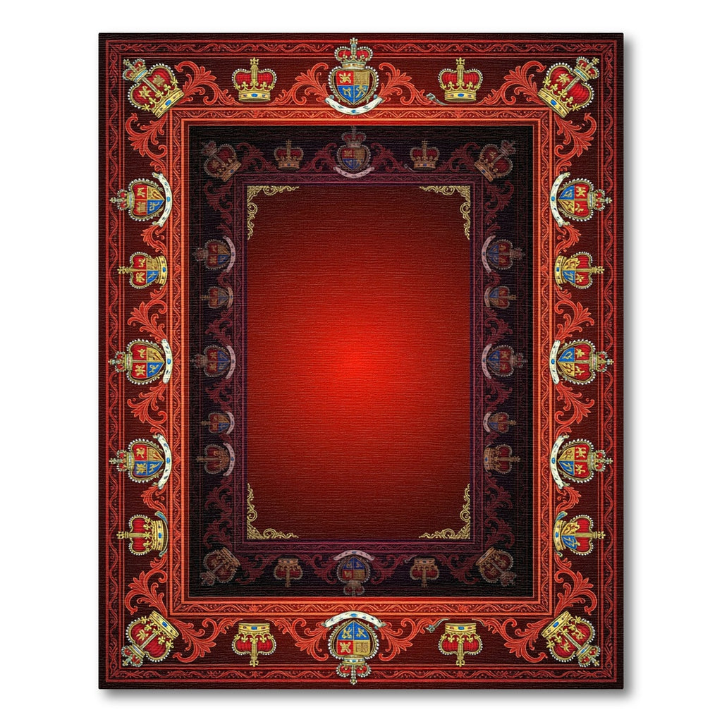 Royal Crimson Crest Decorative Border Rug