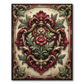 Ornate Crimson Floral Baroque Foliage Rug