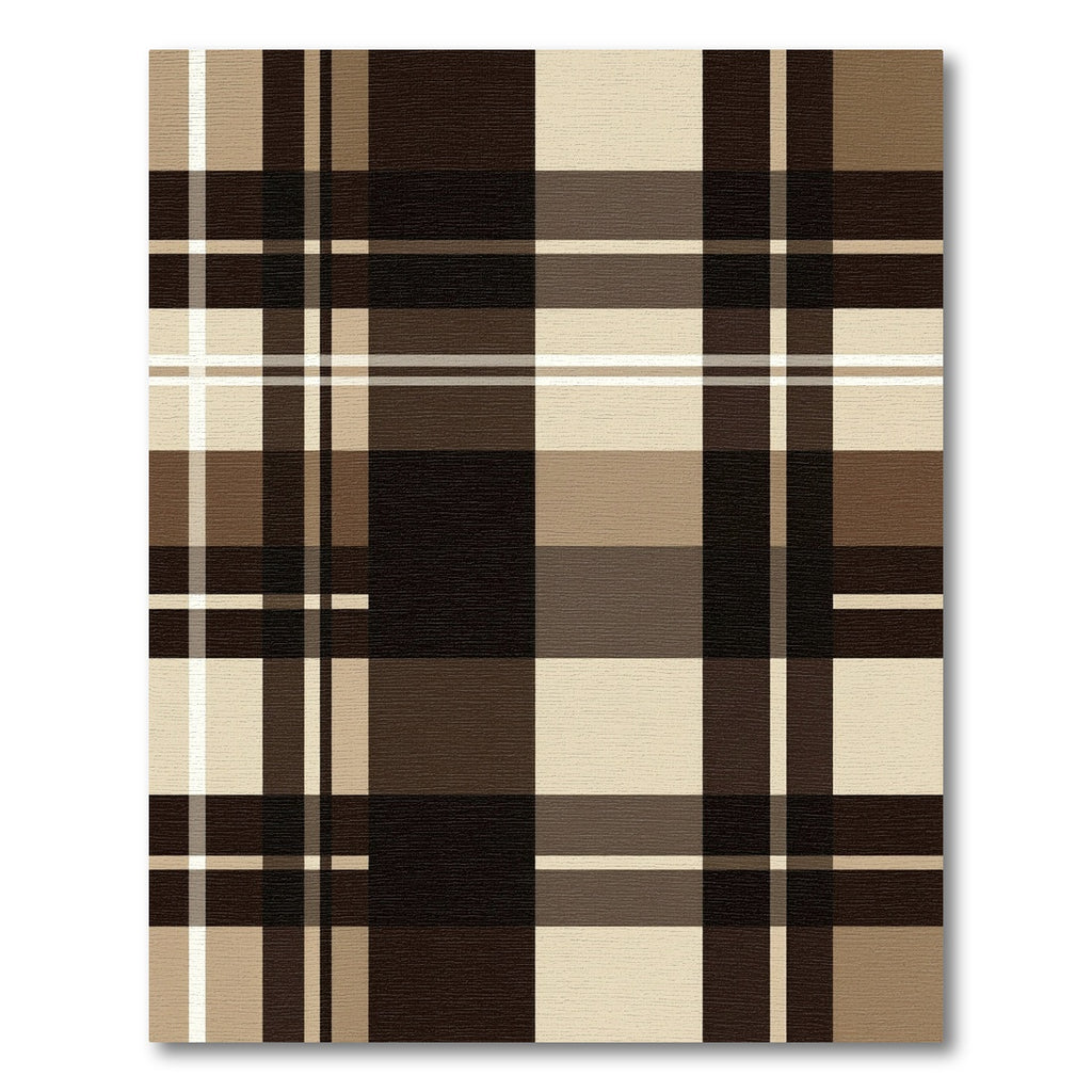 Modern Espresso and Cream Plaid Rug