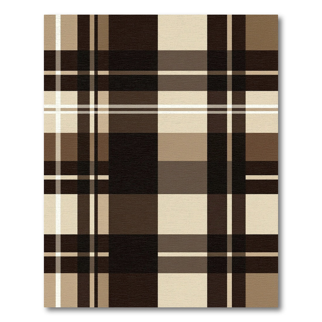 Modern Espresso and Cream Plaid Rug