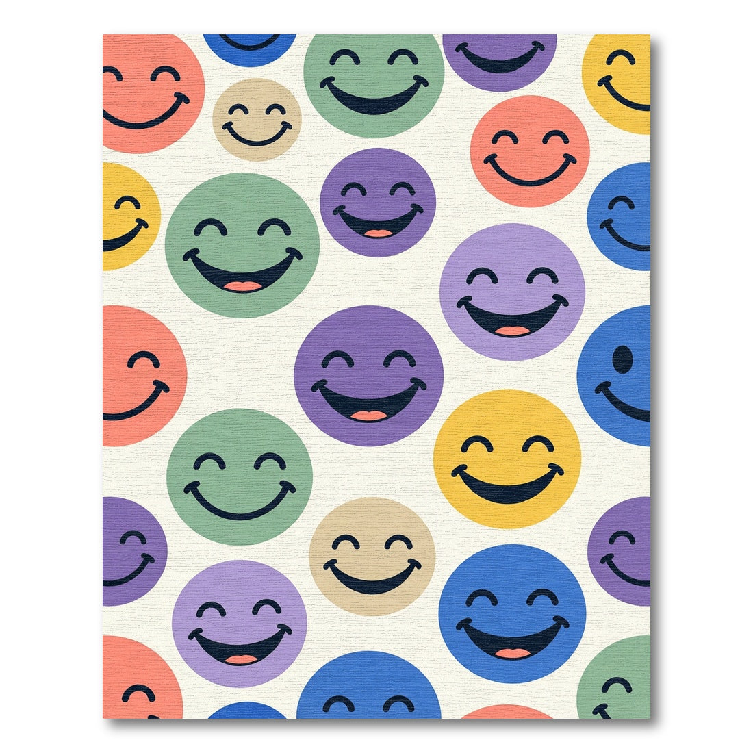 Cheerful Multicolored Smiley Face Whimsical Rug