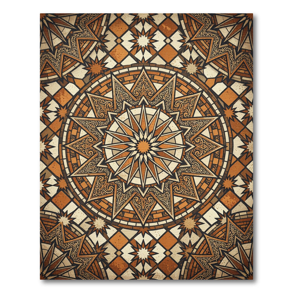 Orange Terracotta Geometric Mosaic Rug