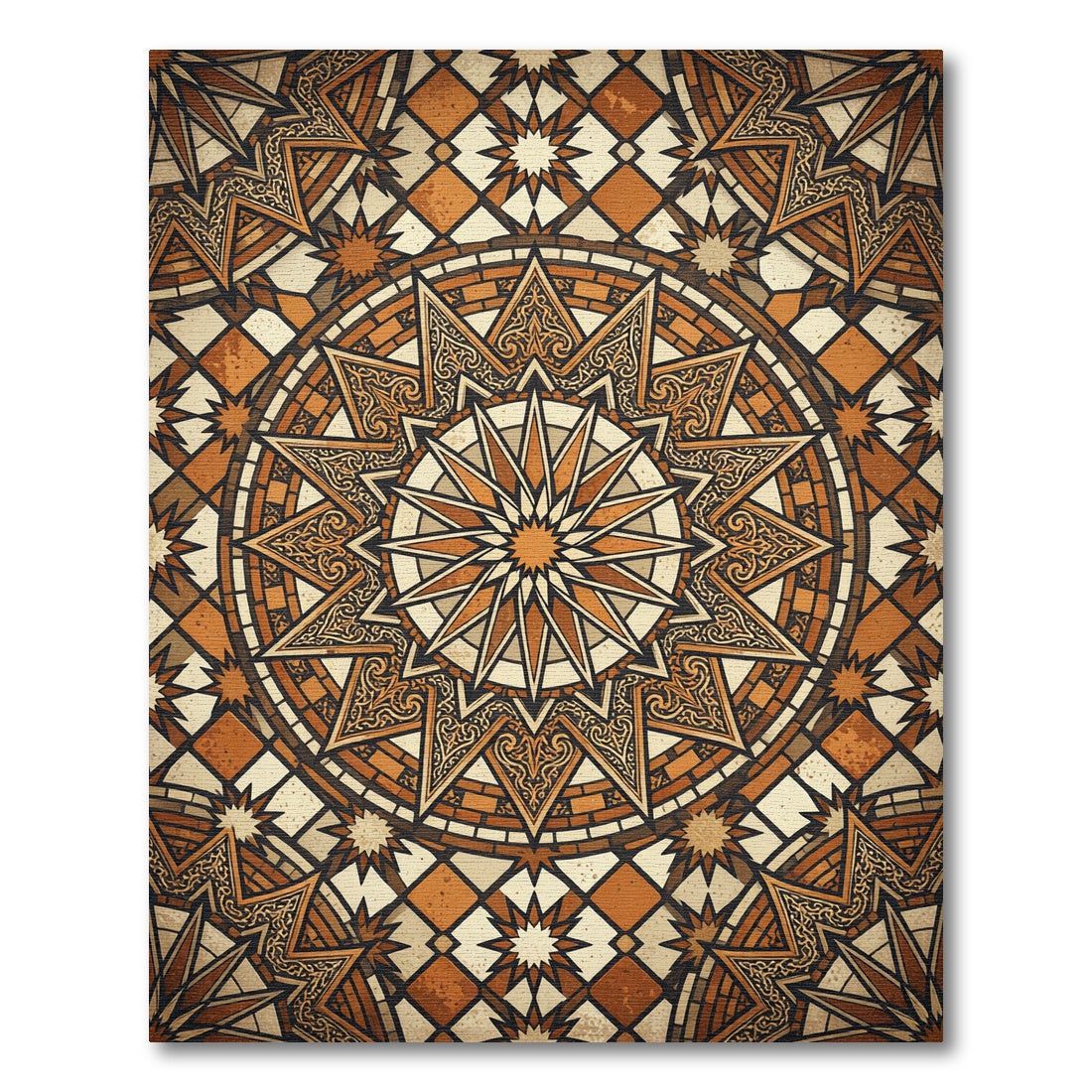 Orange Terracotta Geometric Mosaic Rug