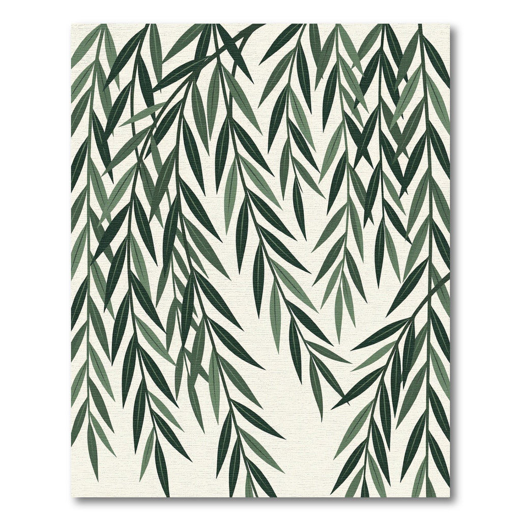 Deep Green Willow Leaf Cascade Rug