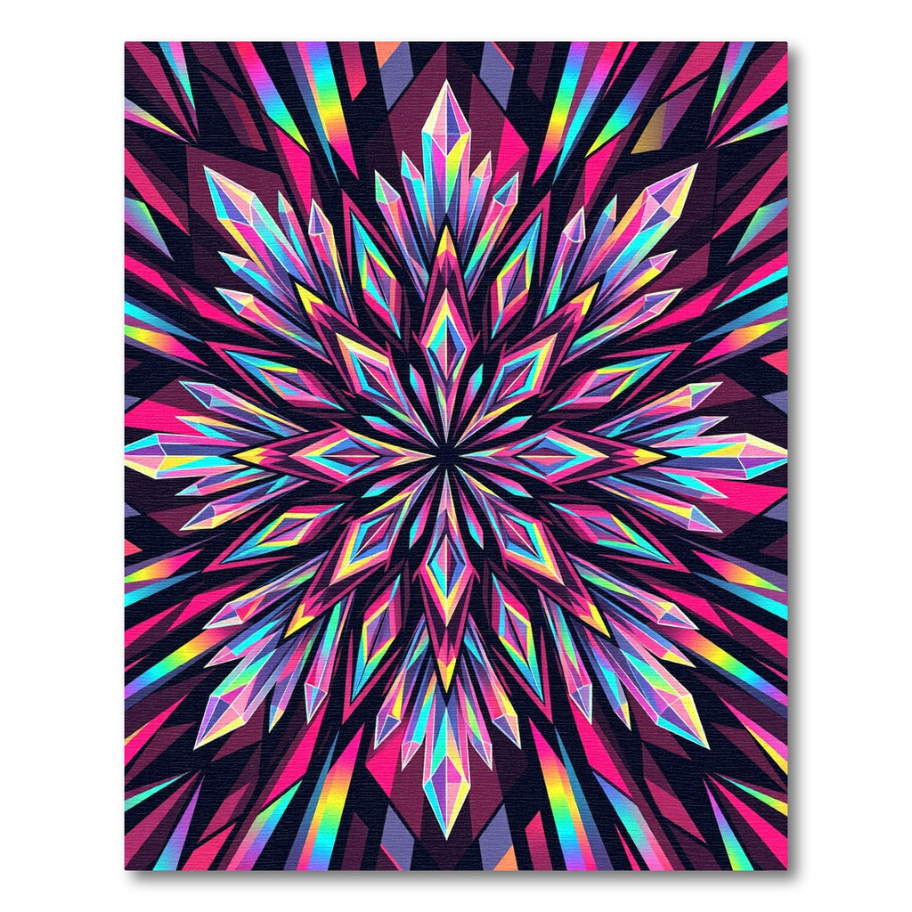 Vibrant Iridescent Prism Geometric Star Rug