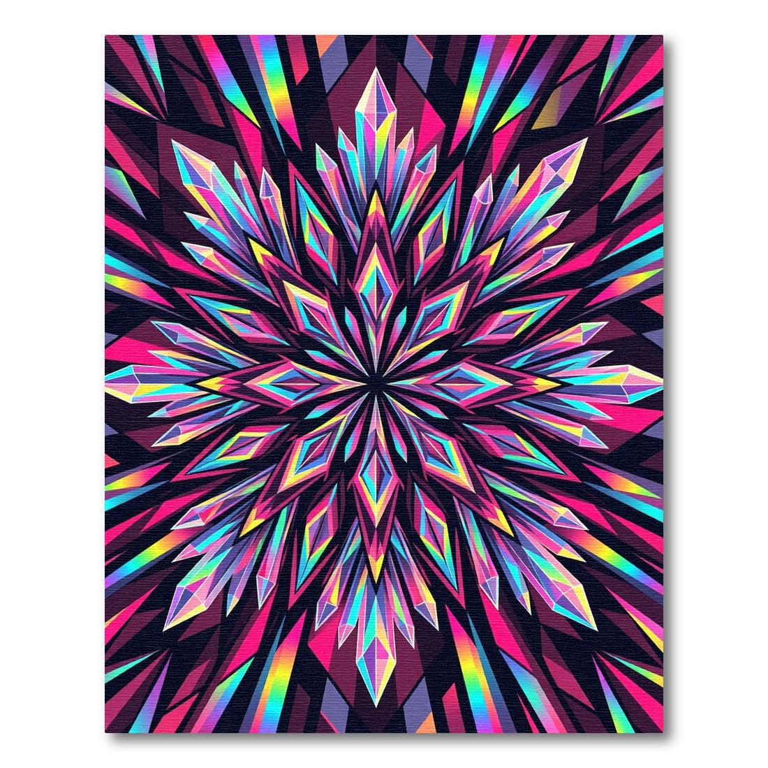 Vibrant Iridescent Prism Geometric Star Rug