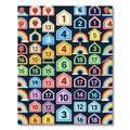 Whimsical Rainbow House and Strawberry Grid Rug
