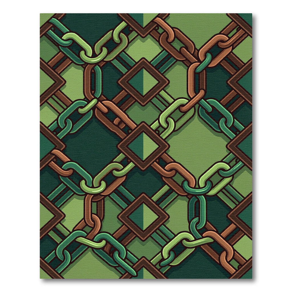 Emerald Geometric Chain Link Art Rug