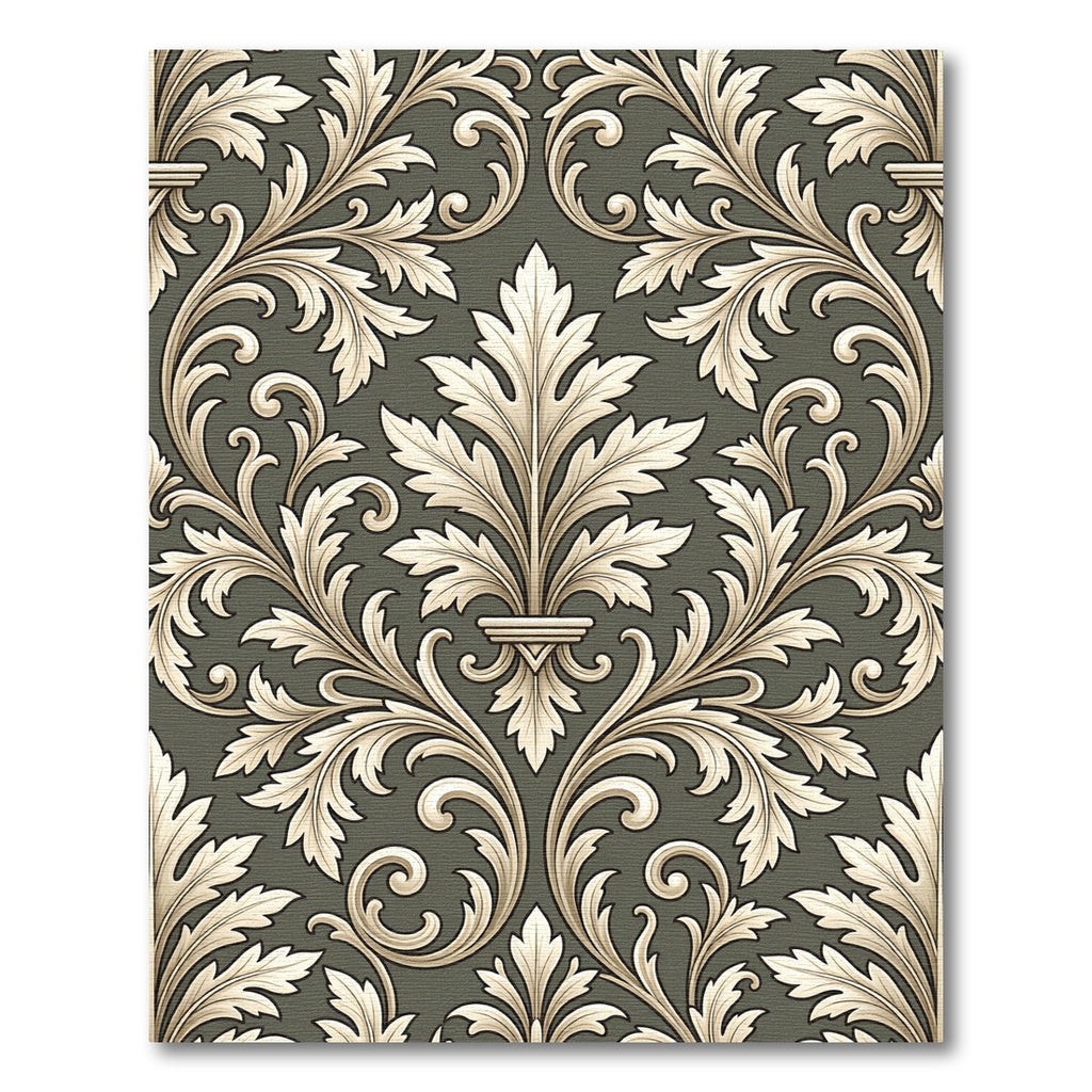 Antique Ivory Floral Scroll Work Rug