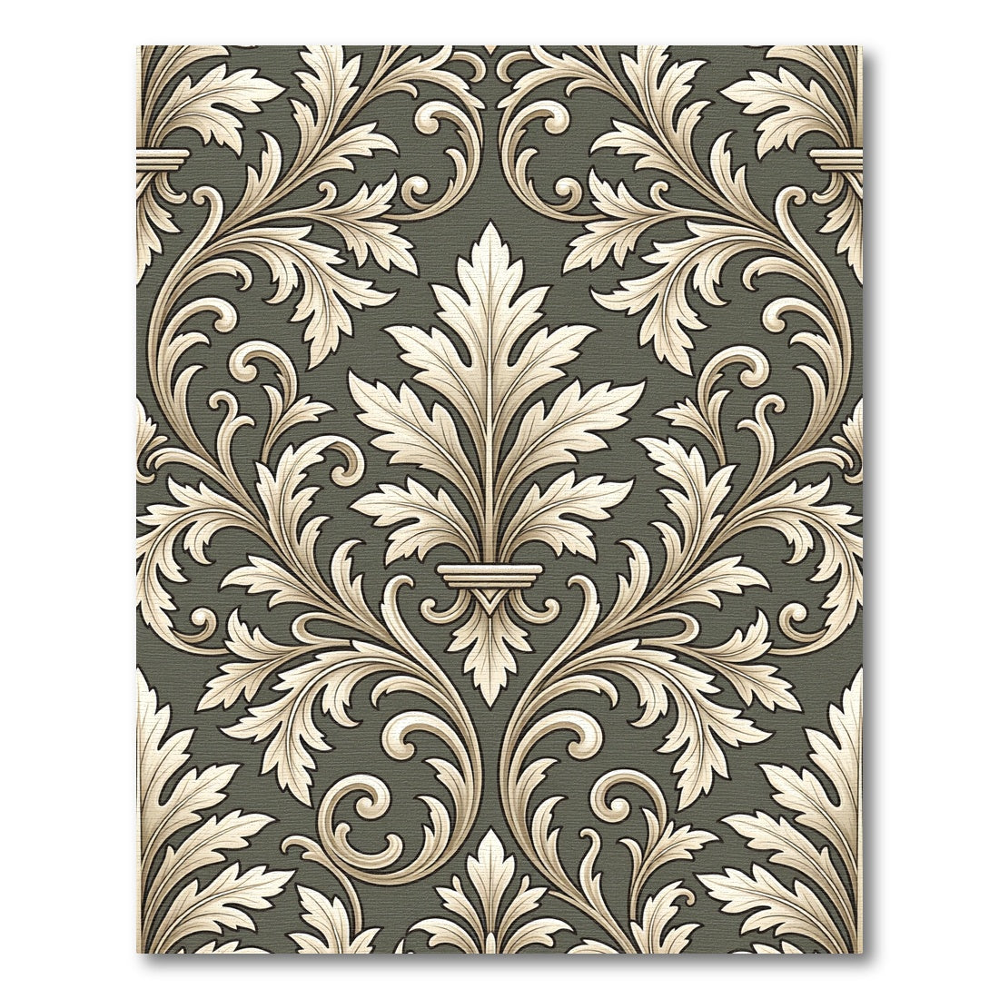 Antique Ivory Floral Scroll Work Rug