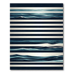 Modern Nautical Navy Blue Ocean Wave Rug