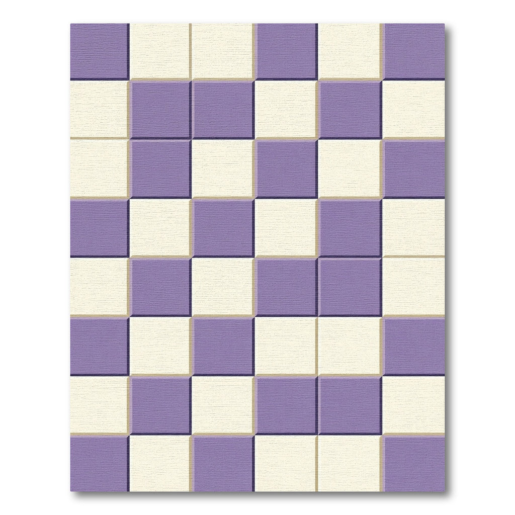 3D Lavender Cream Checkerboard Squares Rug