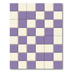 3D Lavender Cream Checkerboard Squares Rug
