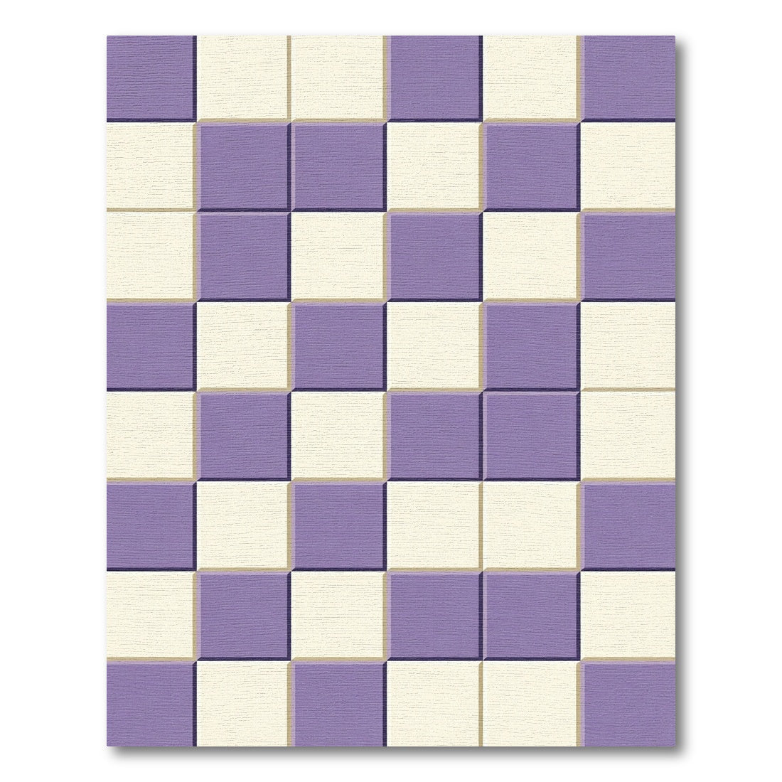 3D Lavender Cream Checkerboard Squares Rug