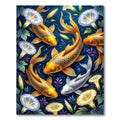 Golden Koi Fish Floral Morning Glory Rug